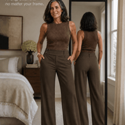Women's Wide-Leg High-Waisted Dress Trousers with Structured Waistband