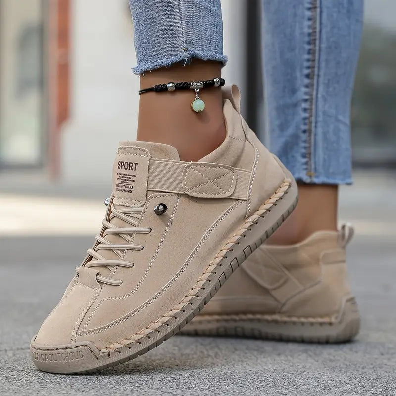 Women's Leather Lace-Up Trainers with Orthopedic Cushioning