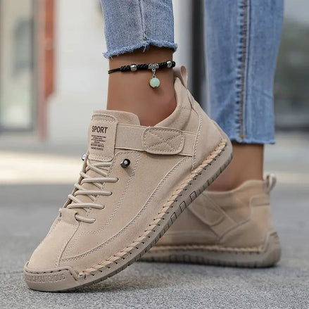 Women's Leather Lace-Up Trainers with Orthopedic Cushioning