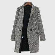 Rebeka Longline Houndstooth Women's Wool-Blend Winter Coat