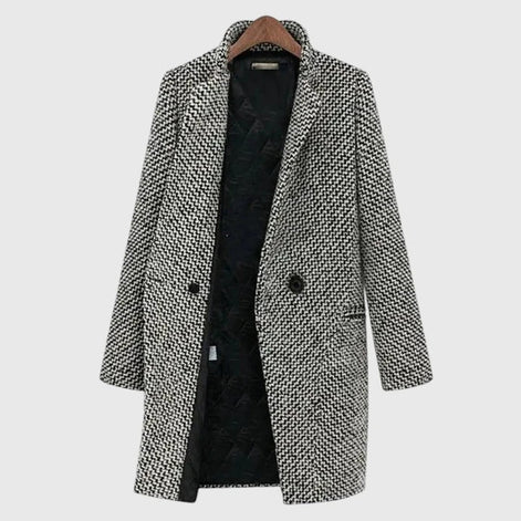 Rebeka Longline Houndstooth Women's Wool-Blend Winter Coat
