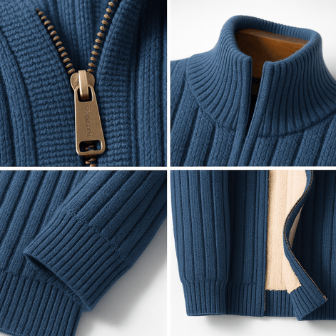 Callum Ribbed Knit Full-Zip Cardigan for Men