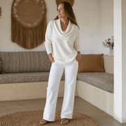 Women's Cowl Neck Knitted Jumper with Drape Detail