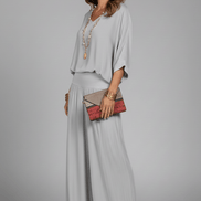 Natalie Wide-Leg Chiffon Co-ord Set with Draped Top