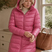 Women's Quilted Puffer Jacket with Detachable Hood and Packable Design