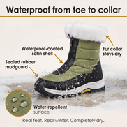 Frostara Quilted Waterproof Faux Fur Lined Women's Winter Boots with Side Zip