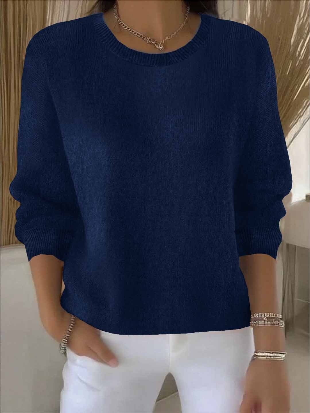 Lorie Relaxed-Fit Women's Knitted Jumper with Ribbed Trim