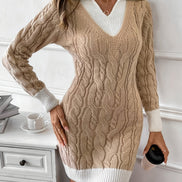 Adelia Collared Cable-Knit Women's Jumper Dress