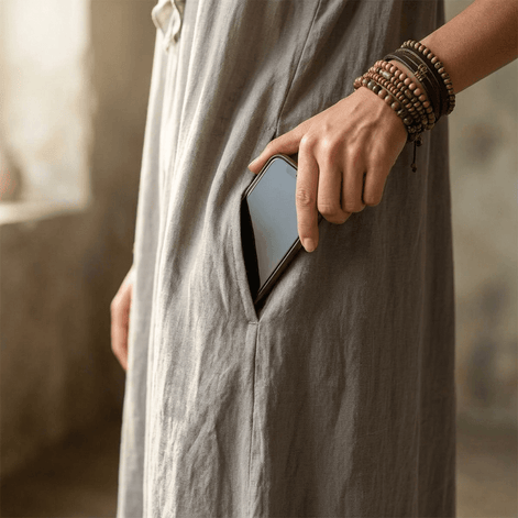 Ruffled V-Neck Maxi Dress with Hidden Pockets for Women