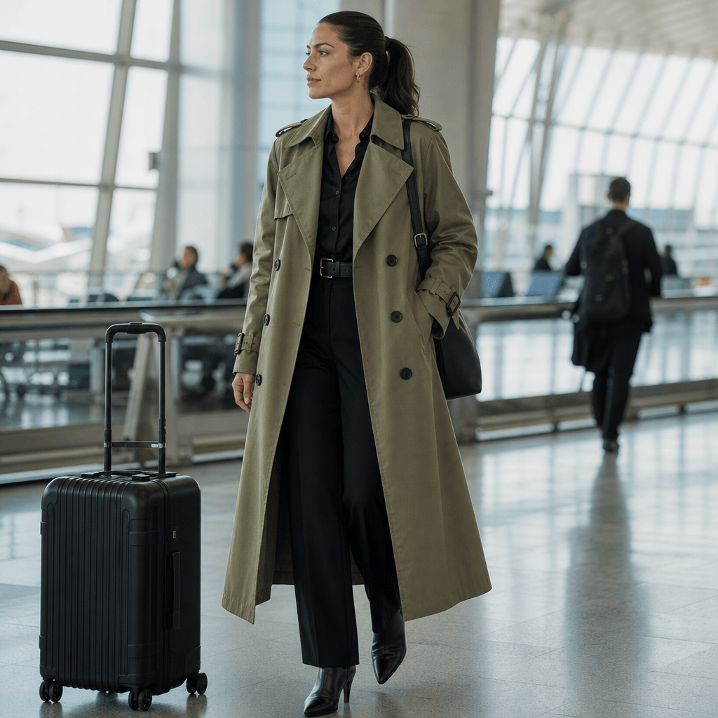 Mayfield Double-Breasted Long Belted Trench Coat for Women in Acetate