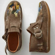 Women's Suede Shearling-Lined Ankle Boots with Buckle Strap Detail
