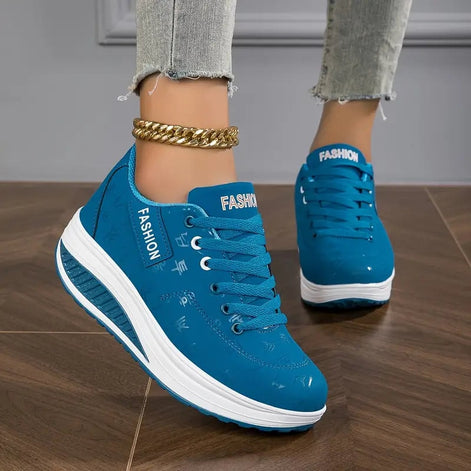 Jarrah Women's Cushioned Platform Sneakers with Lace-Up Faux Leather Upper