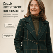 Women's Oversized Plaid Wool-Look Coat with Two-Button Front