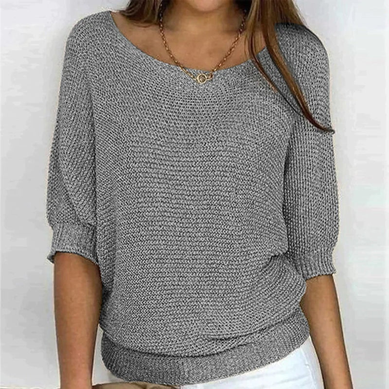 Jade Relaxed-Fit Batwing Sleeve Knitted Jumper for Women