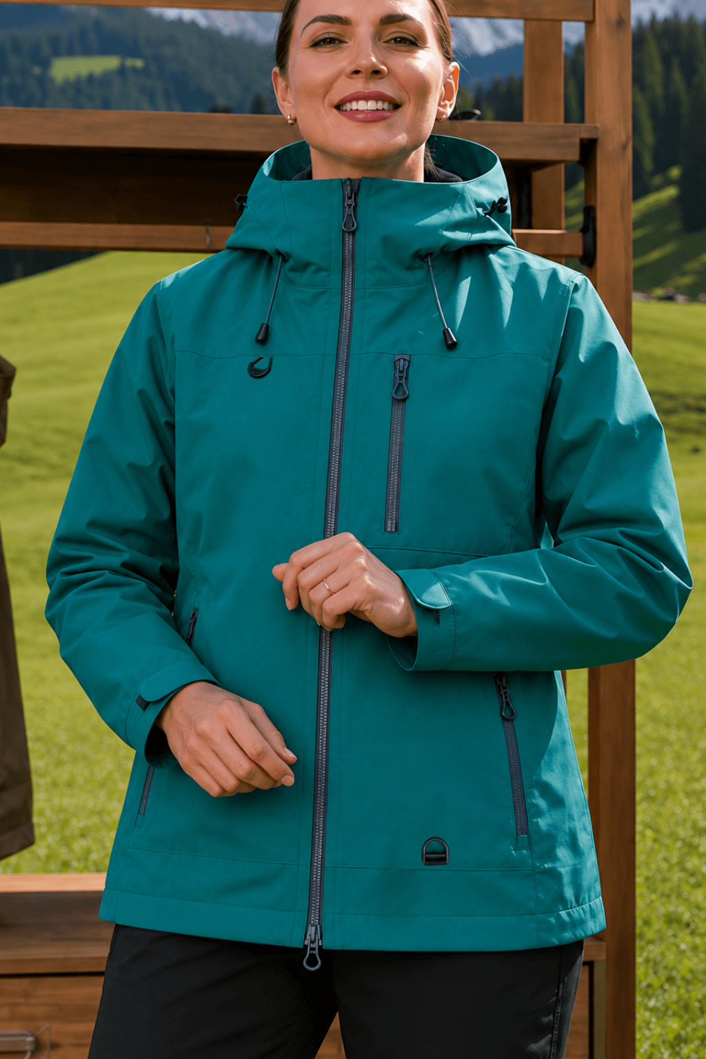 Hooded Waterproof Windproof Rain Coat with Adjustable Cuffs
