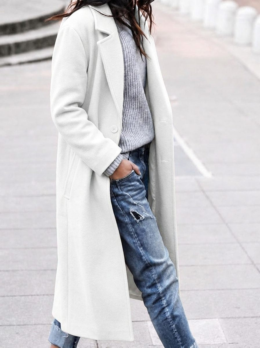 Angelika Oversized Lapel Long Wool-Blend Winter Coat for Women