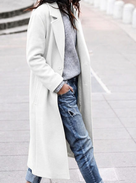 Angelika Oversized Lapel Long Wool-Blend Winter Coat for Women