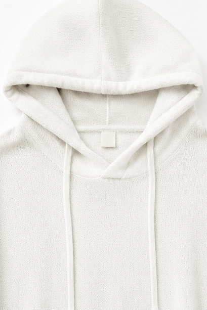 Women's Hooded Knit Jumper with Drawstring and Dropped Shoulders