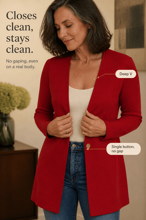 Linevalle V-Neck Single-Button A-Line Women's Tailored Blazer in Polyester
