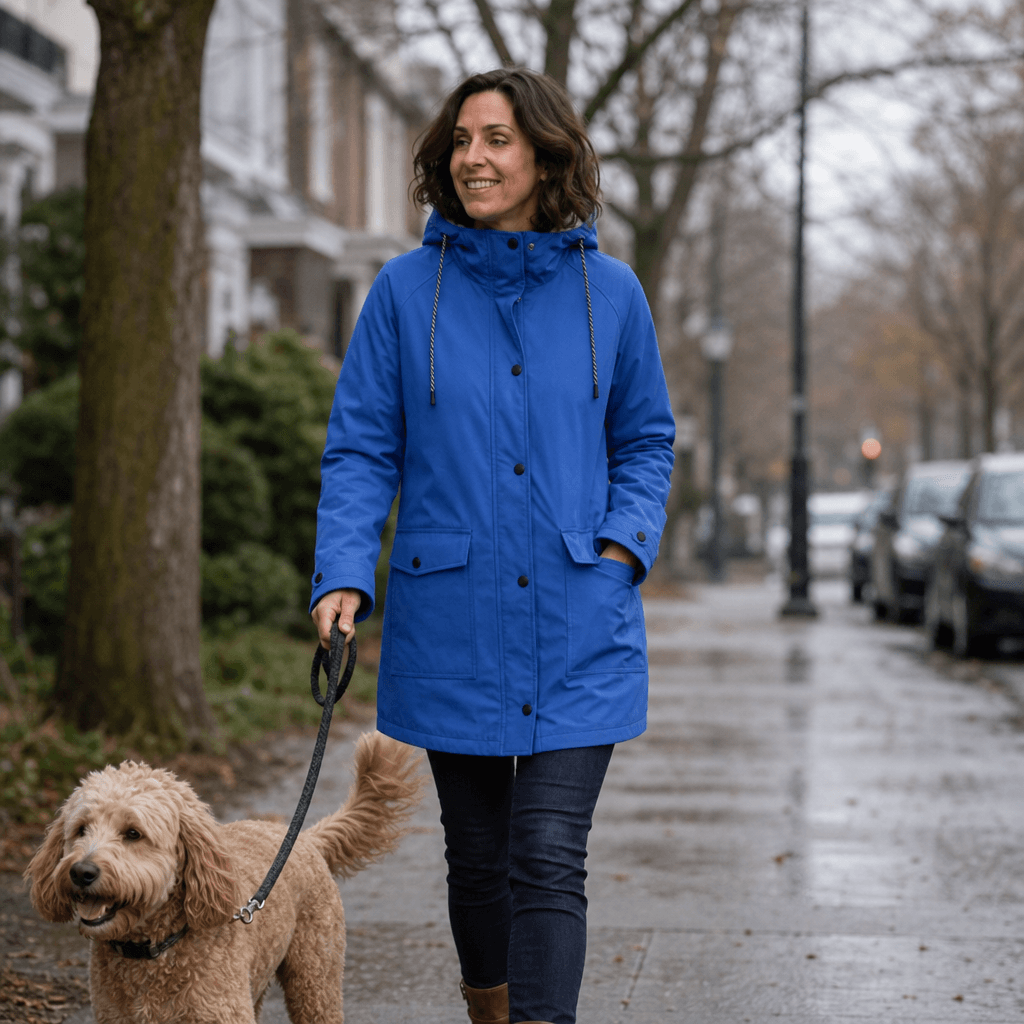 Waterproof Plush-Lined Hooded Jacket with Fleece Trim