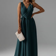 Annabelle Satin Wrap Maxi Party Dress with Relaxed Fit for Christmas