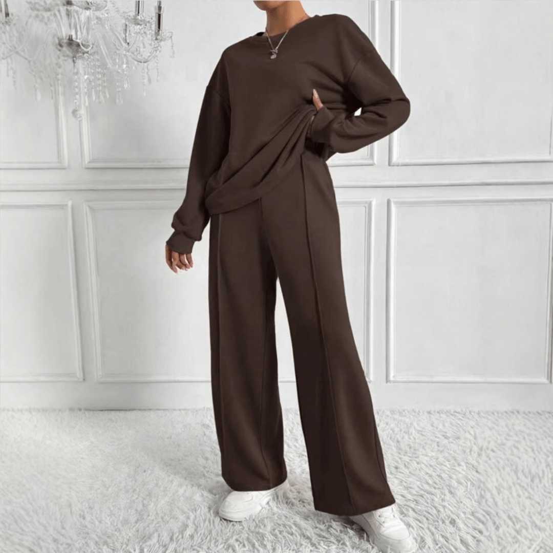 Ambra Long Sleeve Sweatshirt and Wide Leg Trouser Co-ord Set