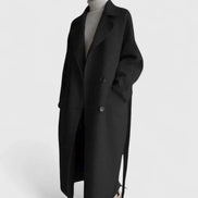 Eluned Women's Double-Breasted Notch-Lapel Longline Winter Coat