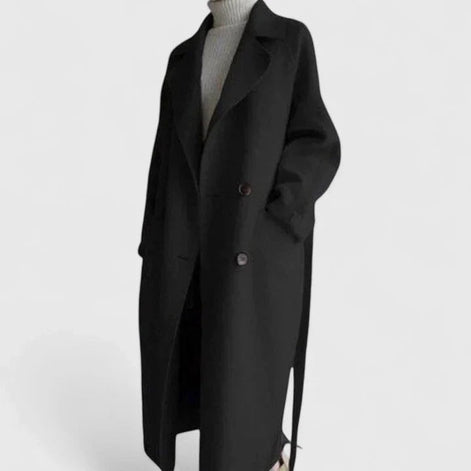 Eluned Women's Double-Breasted Notch-Lapel Longline Winter Coat