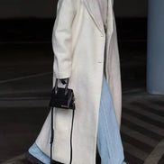 Christy Women's Oversized Longline Wool Blend Coat with Lapel Collar