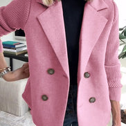 Sorelle Double-Breasted Women's Tailored Blazer with Knit Sleeves