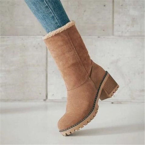 Rosaria Fleece-Lined Faux Suede Women's Boots with Block Heel