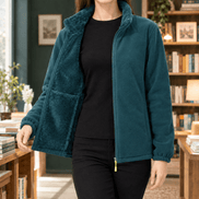 Meredith-Hope Zip-Up Fleece Jacket with Stand Collar