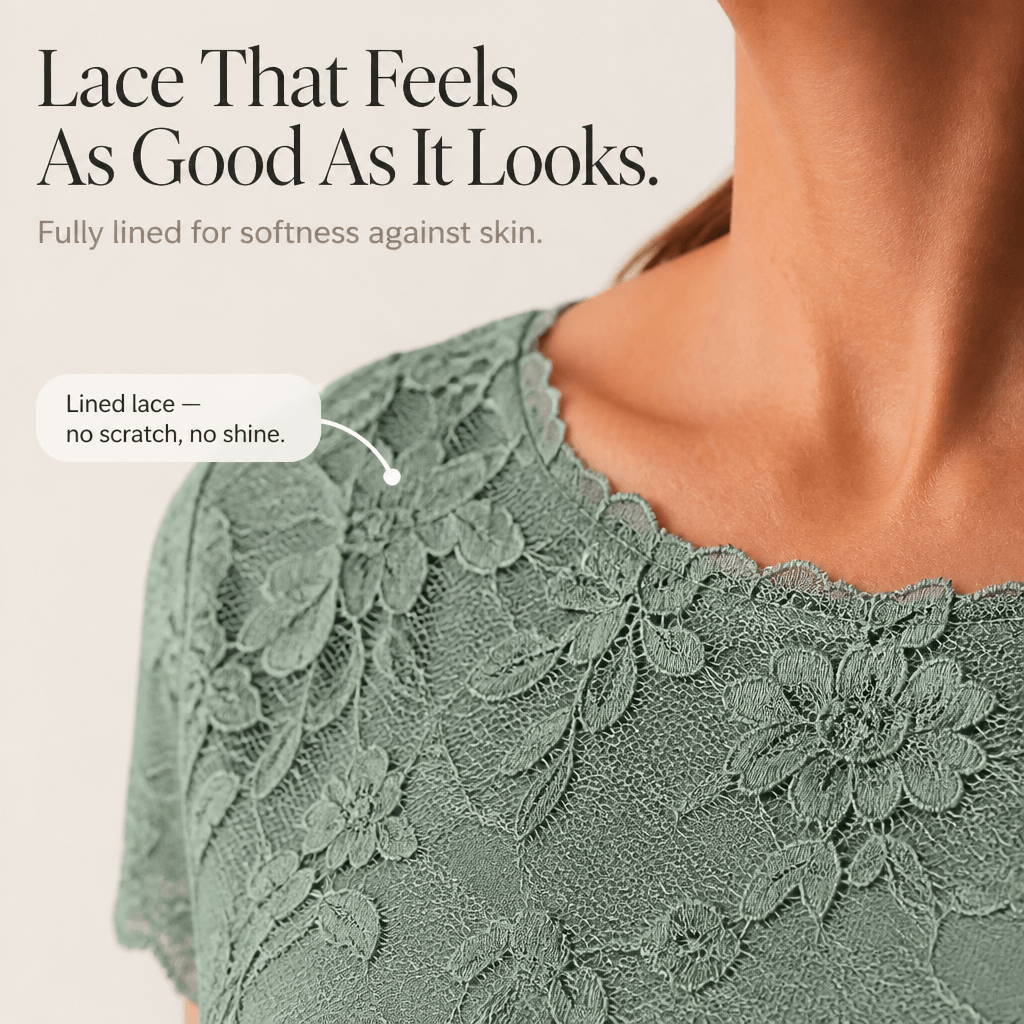 Lace Bodice Chiffon Women's Midi Dress with Ruffle Skirt