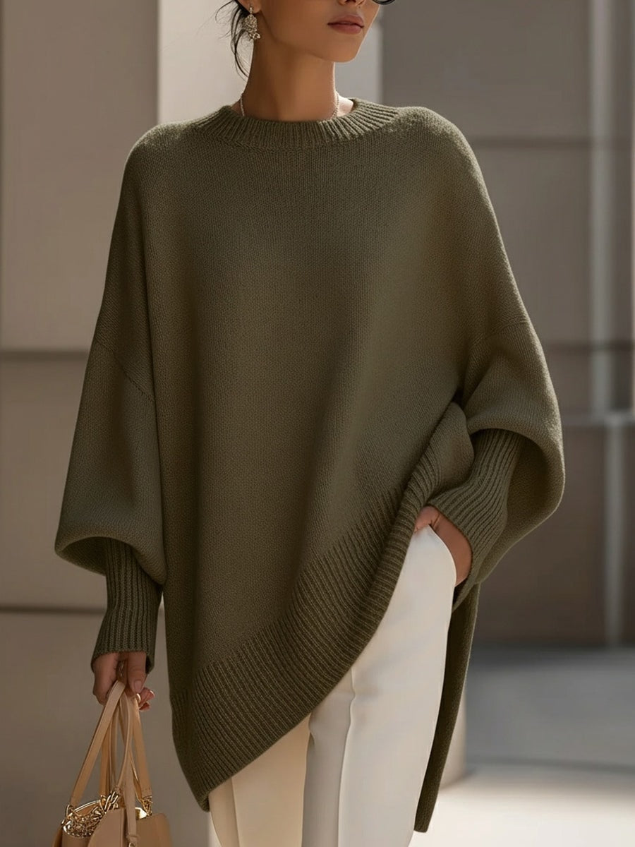 Emma Oversized Asymmetric Hem Wool Blend Women's Knitted Jumper