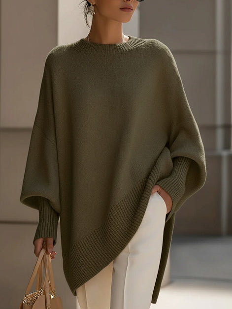 Emma Oversized Asymmetric Hem Wool Blend Women's Knitted Jumper