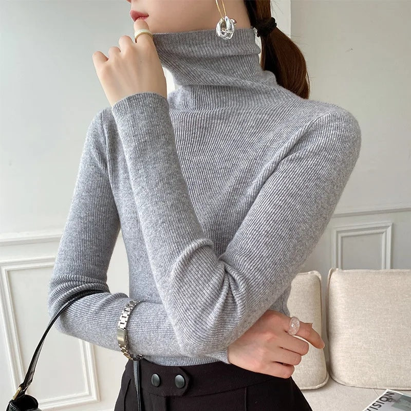 Camille Slim Fit Cashmere Blend Ribbed Turtleneck Jumper for Ladies