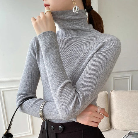 Camille Slim Fit Cashmere Blend Ribbed Turtleneck Jumper for Ladies