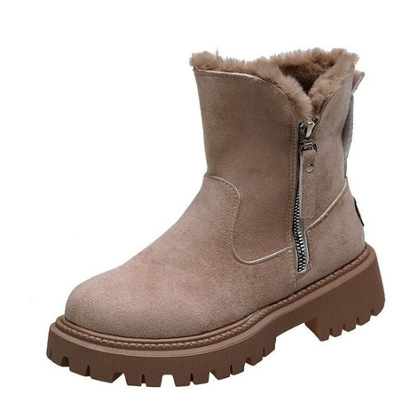 Amelie Fur-Lined Faux Suede Women's Winter Ankle Boots with Side Zip