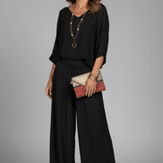 Natalie Wide-Leg Chiffon Co-ord Set with Draped Top