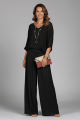 Natalie Wide-Leg Chiffon Co-ord Set with Draped Top