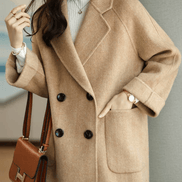 Oihana Women's Double-Breasted Wool-Blend Winter Coat with Self-Tie Belt