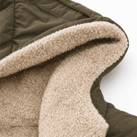 Reversible Hooded Long Puffer Coat with Faux Shearling Lining