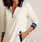 Women's Quarter-Zip Collared Knit Midi Dress with Pockets