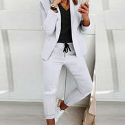 Women's Cotton Blend Blazer and Jogger Two-Piece Co-Ord Set