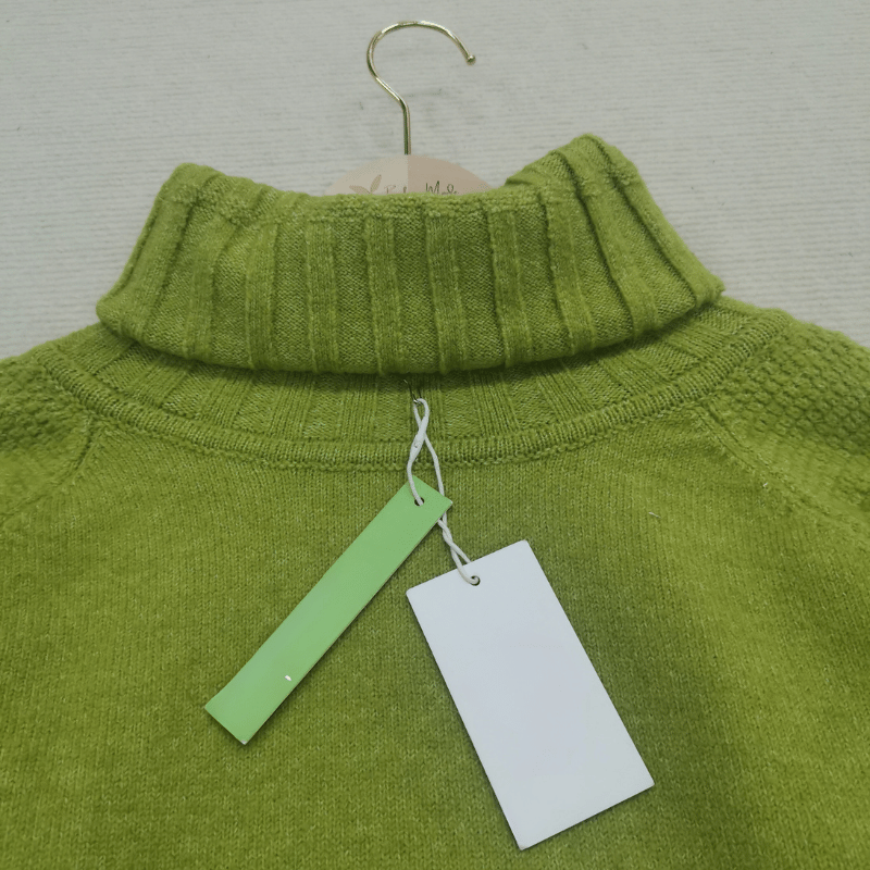 Women's Chunky Knitted Turtleneck Jumper with Ribbed Cuffs