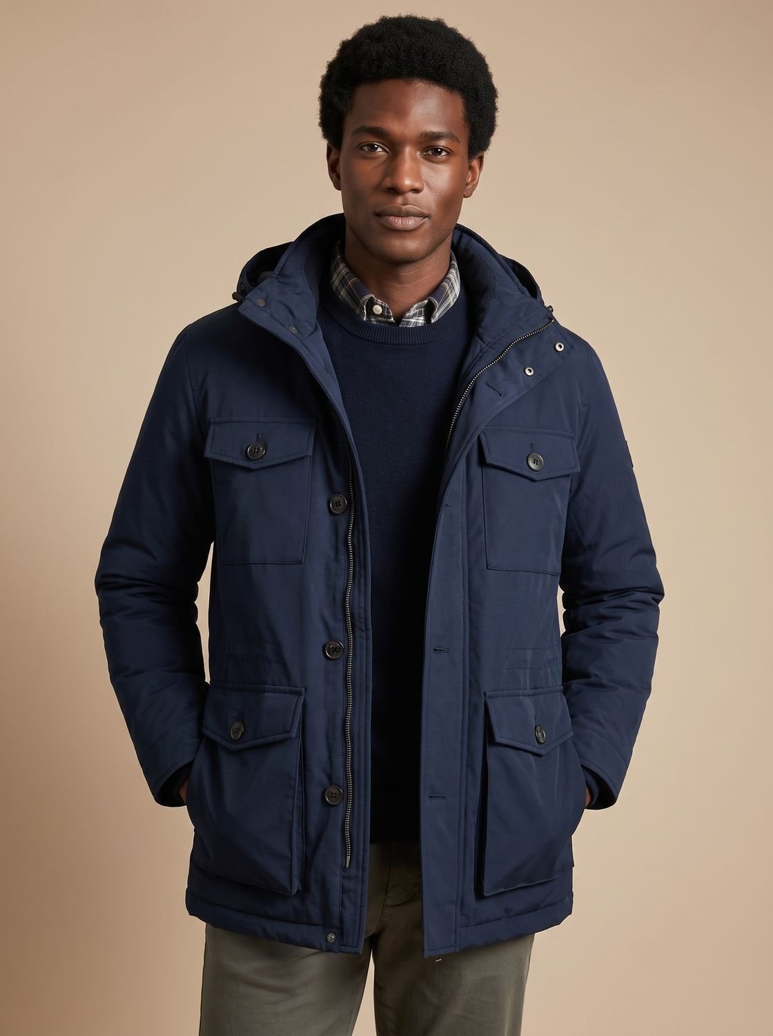 Bartholomew Hooded Multi-Pocket Padded Military Jacket for Men in Winter Parka Style