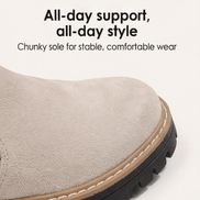 Women's Suede Chelsea Ankle Winter Boots with Chunky Heel