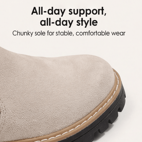 Women's Suede Chelsea Ankle Winter Boots with Chunky Heel