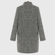 Rebeka Longline Houndstooth Women's Wool-Blend Winter Coat