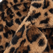Women's Leopard Print Faux Fur Longline Coat with Open Front